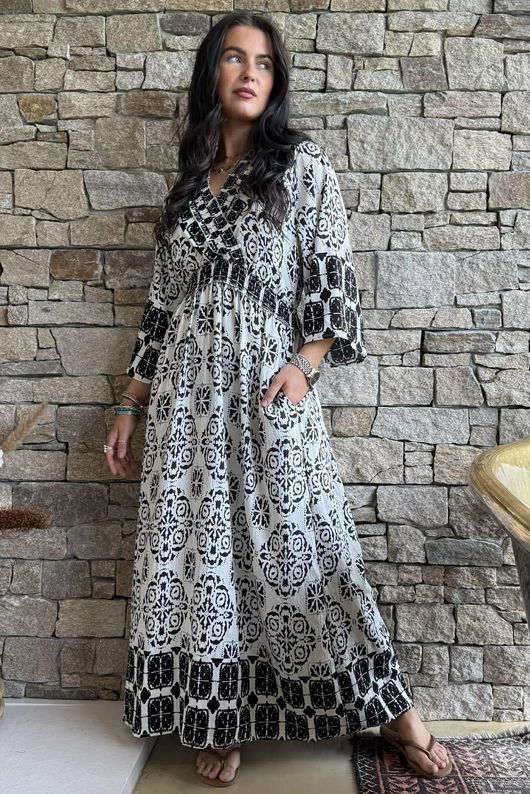 Zaida Smock Dress Black